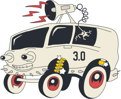 car van with extreme facial expression with excitement